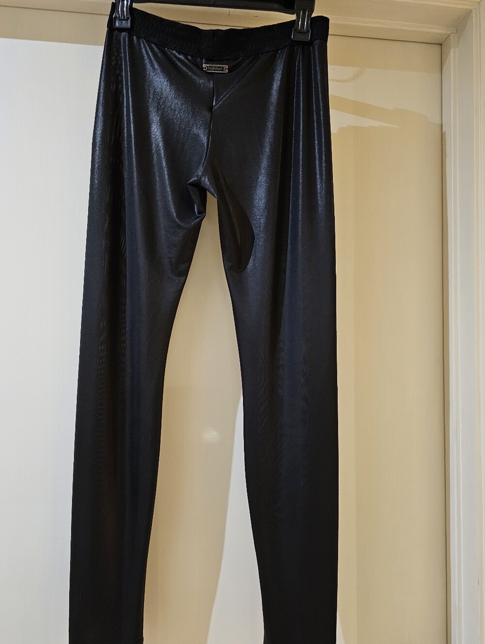 Byblos Made In Italy Lurex Poly Leggings Black Size Small
